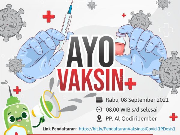 IAI Al-Qodiri Jember Menyukseskan Serbuan Vaksin Santri, PP. Al Qodiri bekerjasama dengan Pangkalan Utama TNI AL V